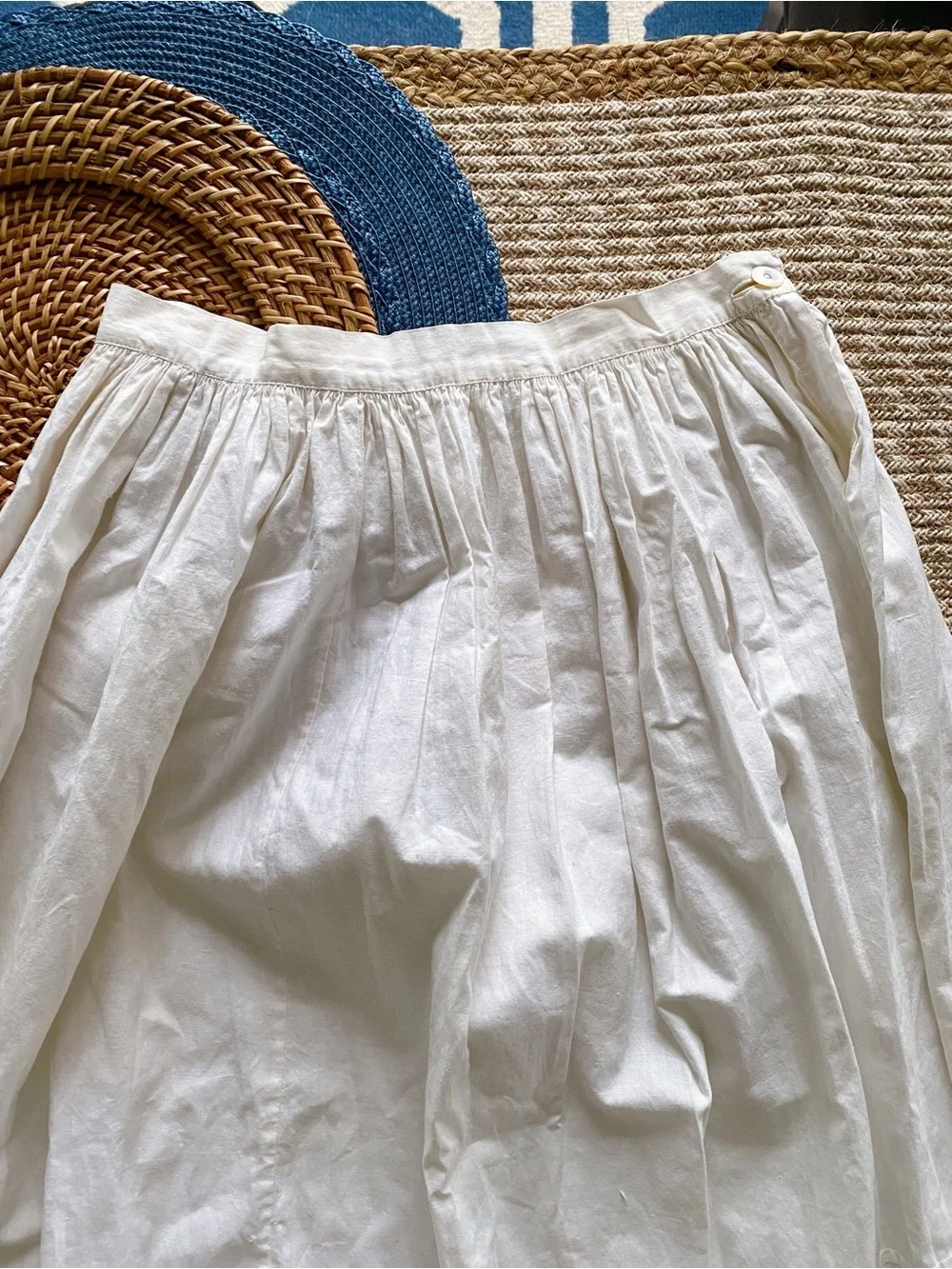 BOHO Women's Off-White Maxi Skirt with Embroidered Panels! 🐚